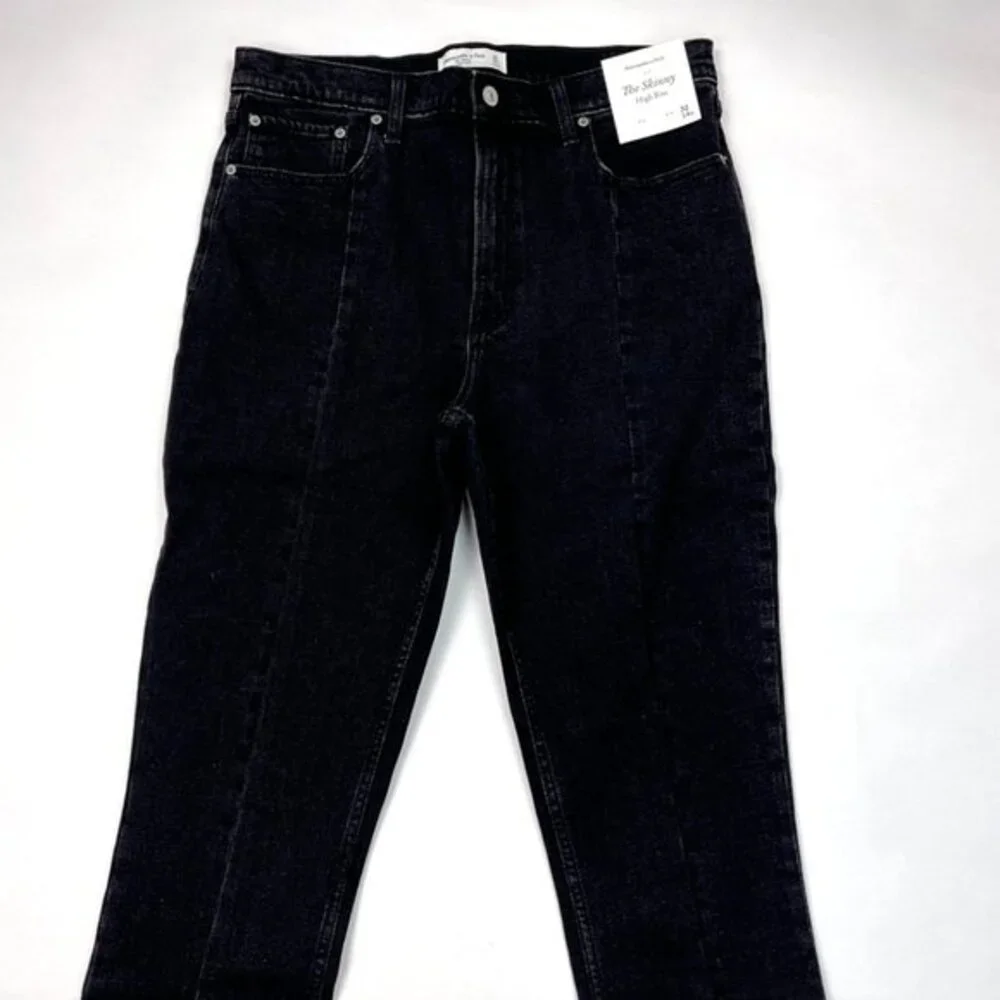 Abercrombie Fitch Skinny High Rise Jeans Women 32 14 NWT Hem Slit Stretch Cotton